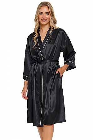 Szlafrok damski Doctor Nap SWW 5227 czarny satynowy  - black