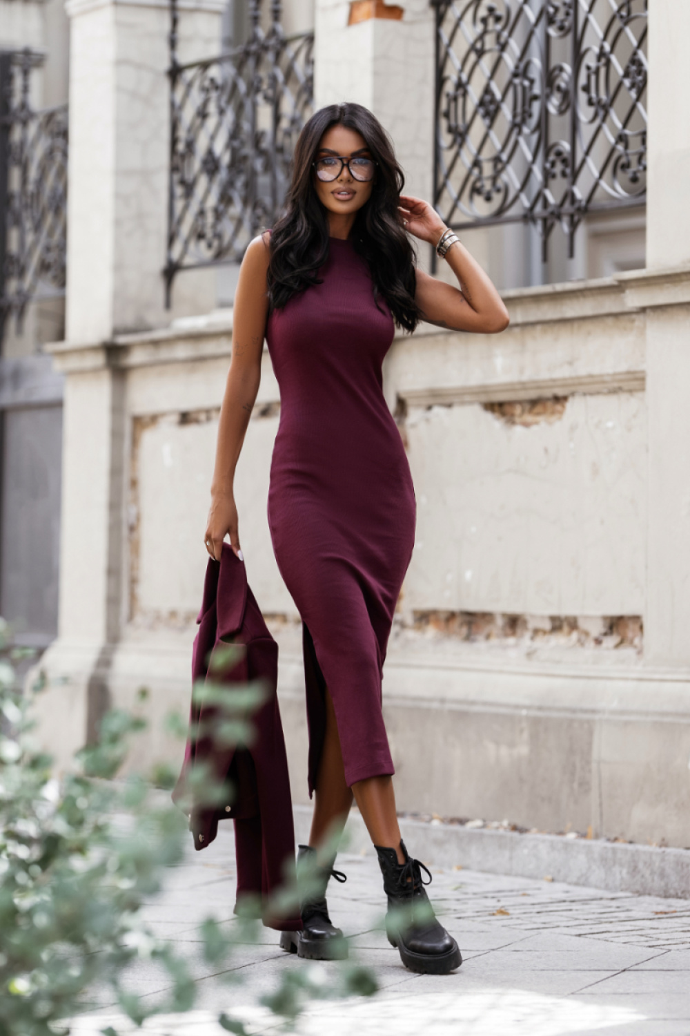 Sukienka Komplet Model Ellie 37009467 Bordo - Czerwony Sukienka Komplet Model Ellie 37009467 Bordo - Czerwony