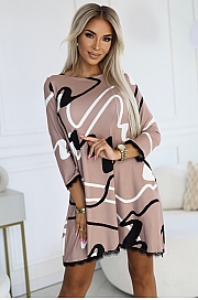 Sukienka Model 577-1 Beige/Black/White - Biały