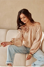 Bluzka Model Monaco BEZ BLU0206 Beige - Beżowy