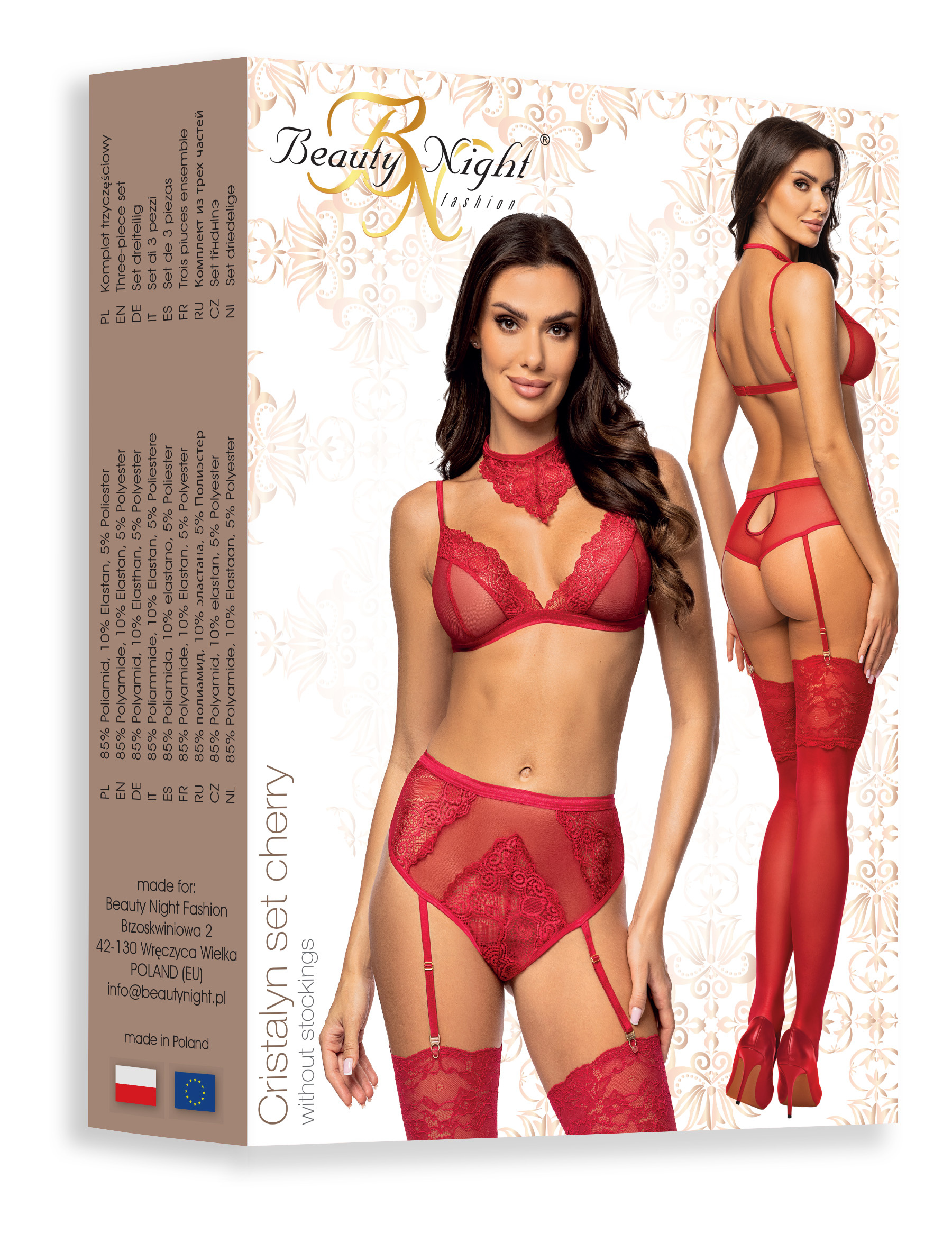 Cristalyn Set Cherry – elegancki, zmysłowy komplet bielizny z koronką