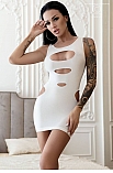 CR-4432 White Mini sukienka (bezszwowa)