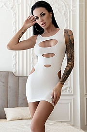 CR-4432 White Mini sukienka (bezszwowa)