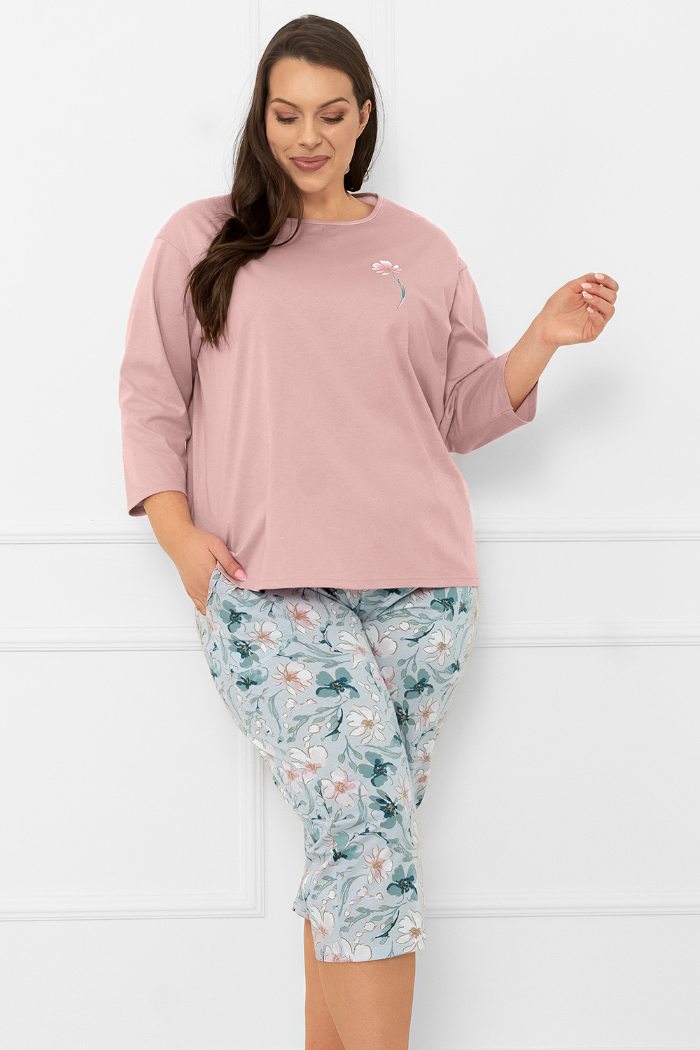 Italian Fashion Perlis r.3/4 sp.3/4 - róż pudrowy/druk