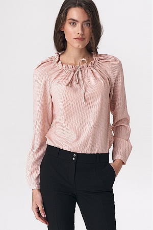 Nife - Różowa bluzka z dziewczęcym wiązaniem