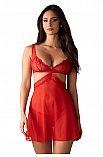 Komplet koszulka + stringi Obsessive Cupide Desir babydoll red