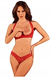 Lacelove 2-psc cupless set komplet Obsessive Lacelove 2-psc cupless set - czerwony - miniatura