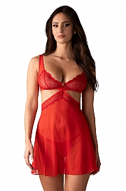 Komplet koszulka + stringi Obsessive Cupide Desir babydoll red