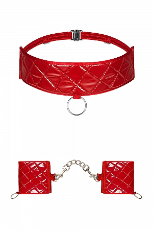 Obsessive Hunteria cuffs & chocker - czerwony