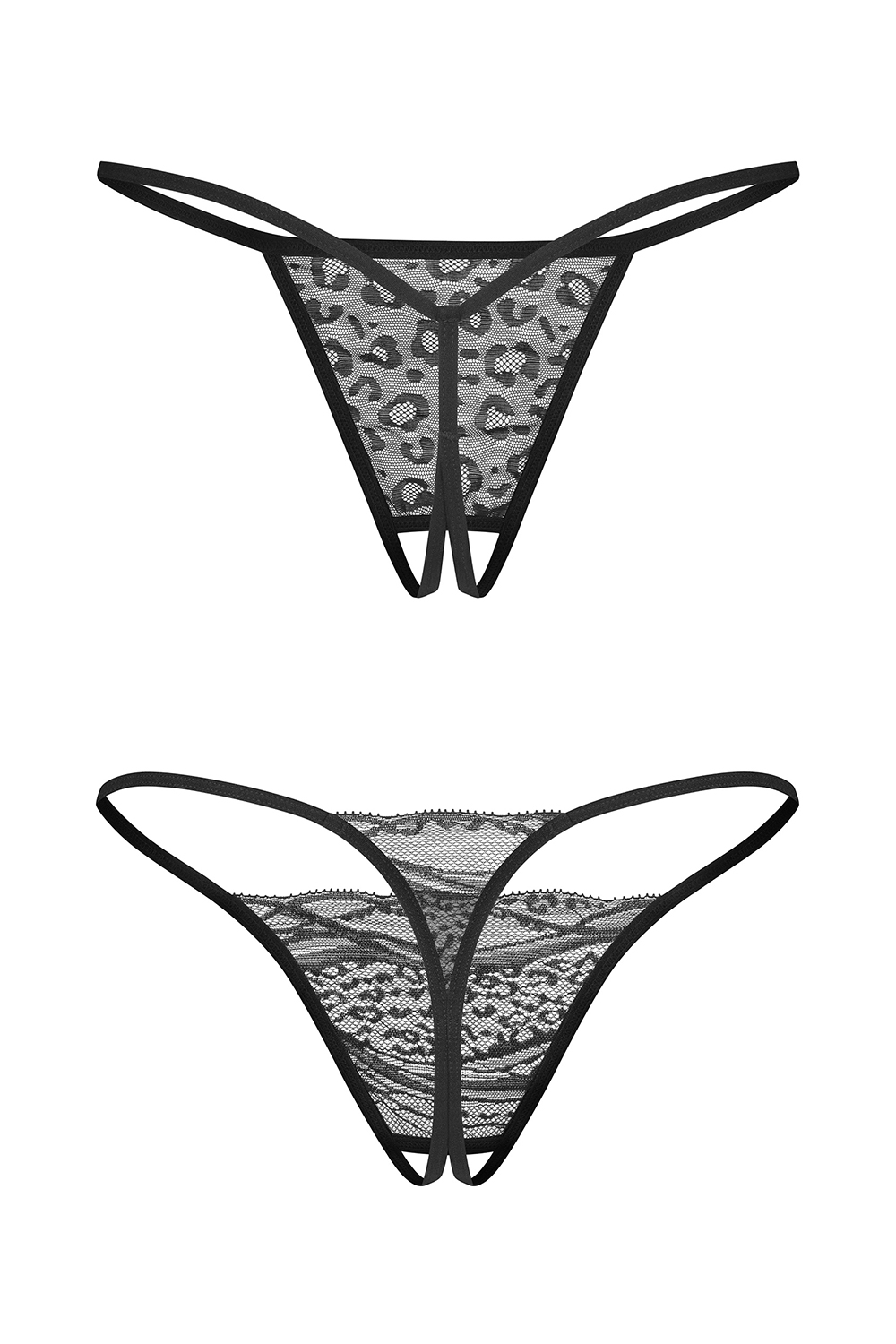 Obsessive Bianca 2-pack crotchless thong - czarny