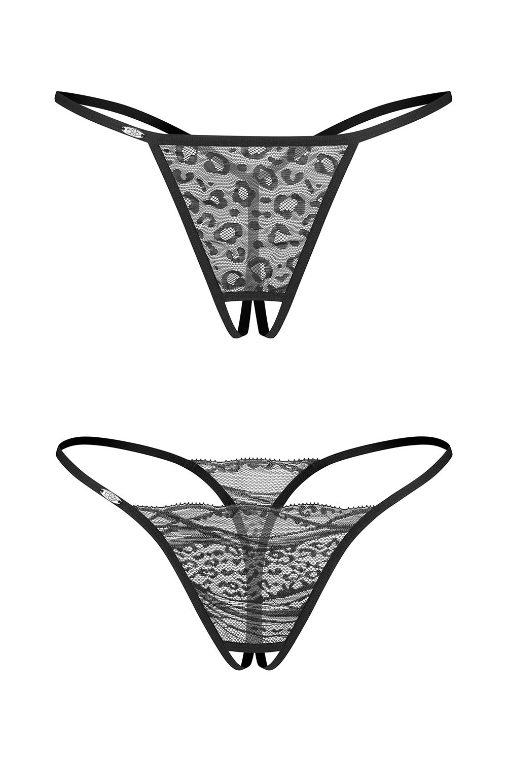 Obsessive Bianca 2-pack crotchless thong - czarny