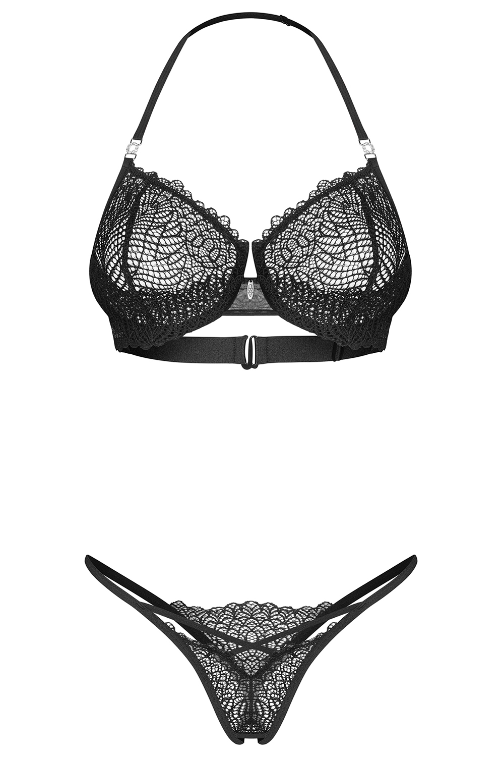 Obsessive Iliosa 2-pcs crotchless set - czarny