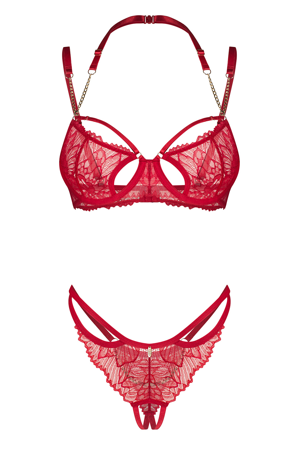 Obsessive Matildea 2-pcs crotchless set - czerwony Obsessive Matildea 2-pcs crotchless set - czerwony