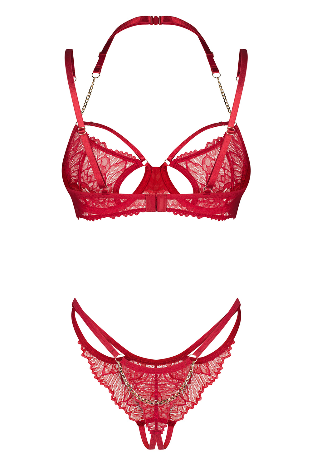 Obsessive Matildea 2-pcs crotchless set - czerwony Obsessive Matildea 2-pcs crotchless set - czerwony