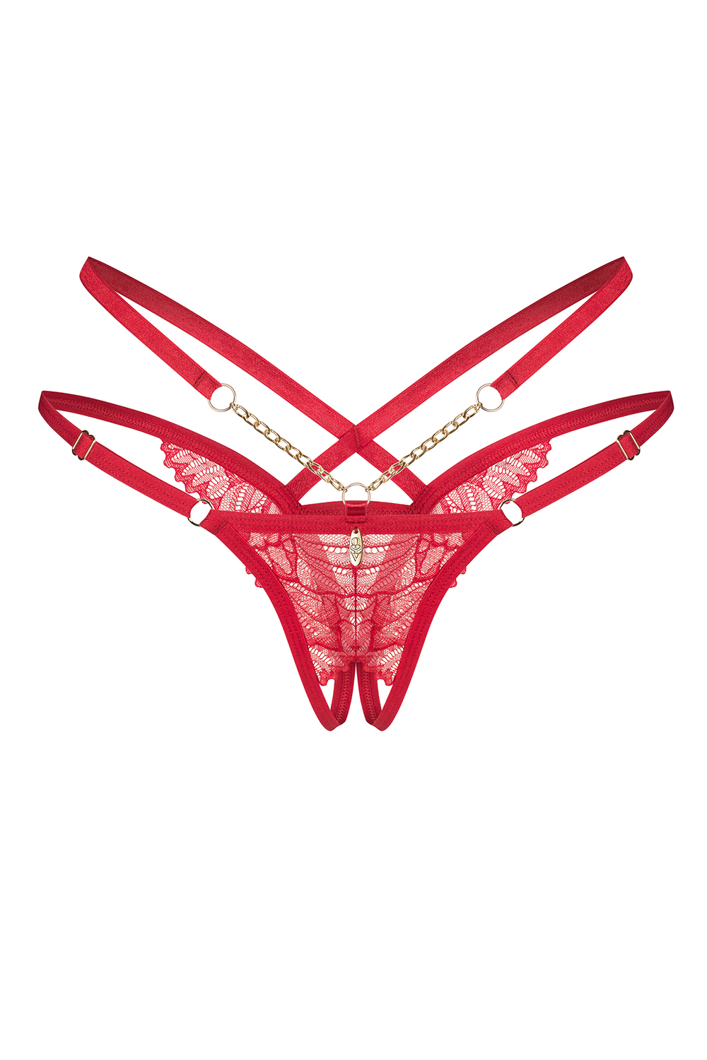 Obsessive Matildea Crotchless Thong – zmysłowe otwarte stringi - czerwony Obsessive Matildea Crotchless Thong – zmysłowe otwarte stringi - czerwony