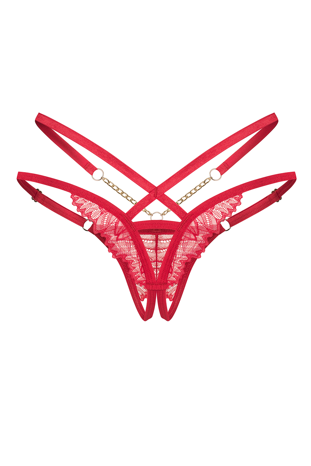 Obsessive Matildea Crotchless Thong – zmysłowe otwarte stringi - czerwony Obsessive Matildea Crotchless Thong – zmysłowe otwarte stringi - czerwony