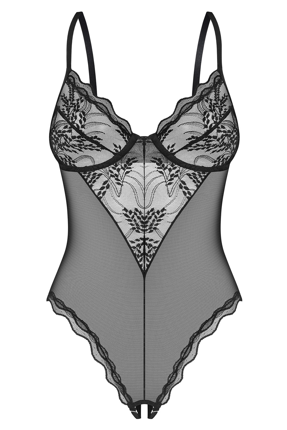 Obsessive Perisia crotchless teddy - black