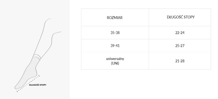 Gabriella tabela rozmiarów skarpetki
